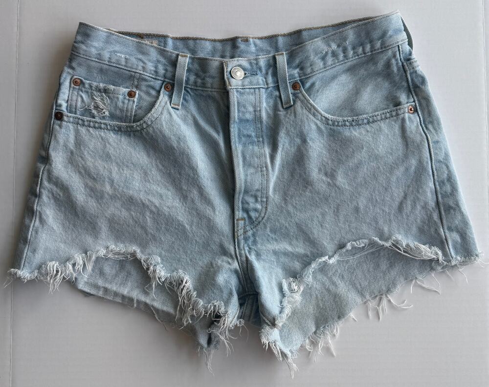 Levi's 501 Light Wash Cutoff Denim Shorts W29 Frayed Hem Y2K